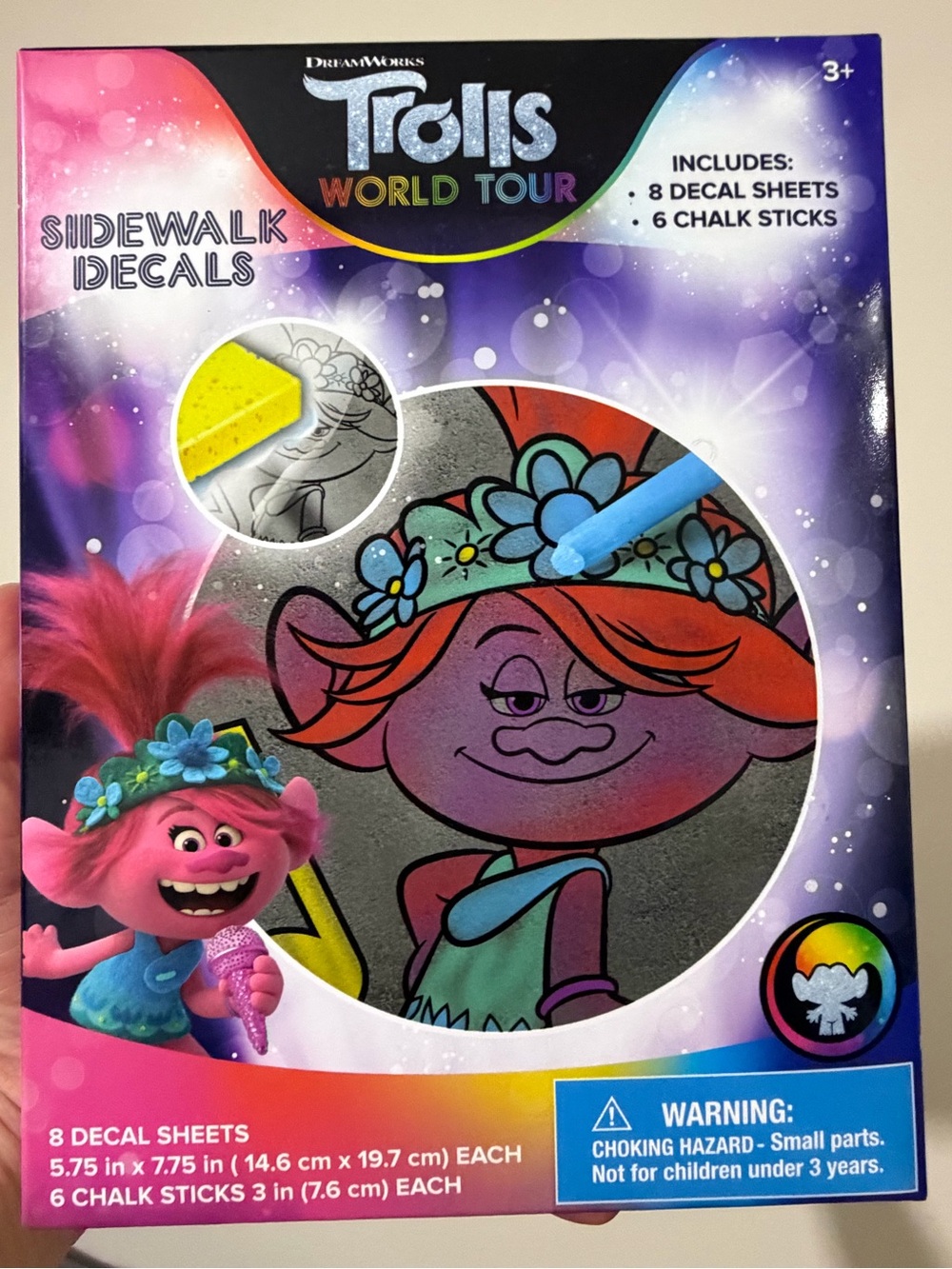 Trolls Sidewalk Decals Chalk Kit art set gifts holiday kids movie world tour fun